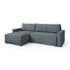 ECKSOFA BESMIR Grau Kordstoff mit Schlaffunktion - Grau, Holz (275/148cm) - MASSENO