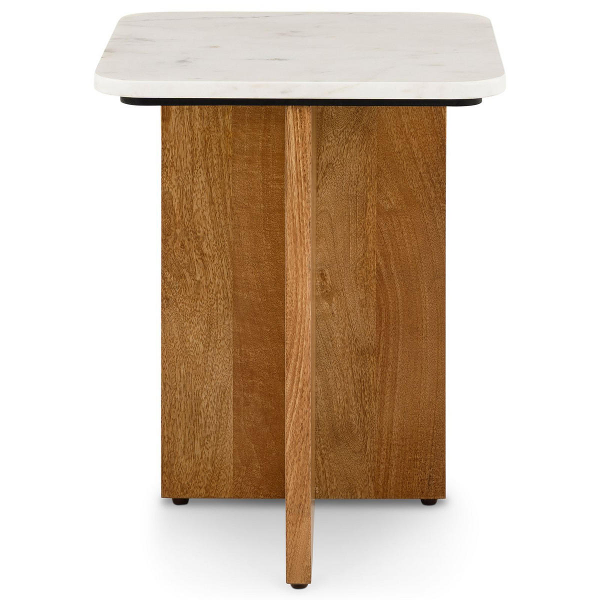 BEISTELLTISCH VARANASI weiß/natur - Weiß/Naturfarben, Naturmaterialien/Holz (40/40/51cm) - IDIMEX