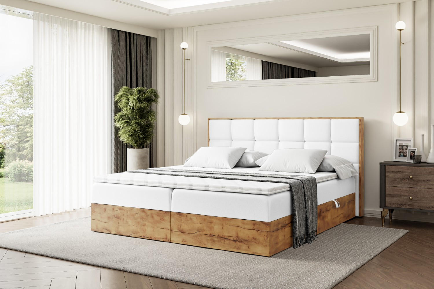 BOXBETT mit Matratze H3 und Lattenrost - LOLLI2 - 180x200 - Weiß Hochglanz - Weiß, Holzwerkstoff/Kunststoff (180/200cm) - ALTDECOR