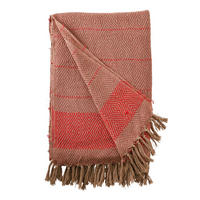 DECKE Streifen Design 130x180 cm, 100% Baumwolle, Amber/Rost - Rostfarben, Textil (130/180cm) - Au Maison