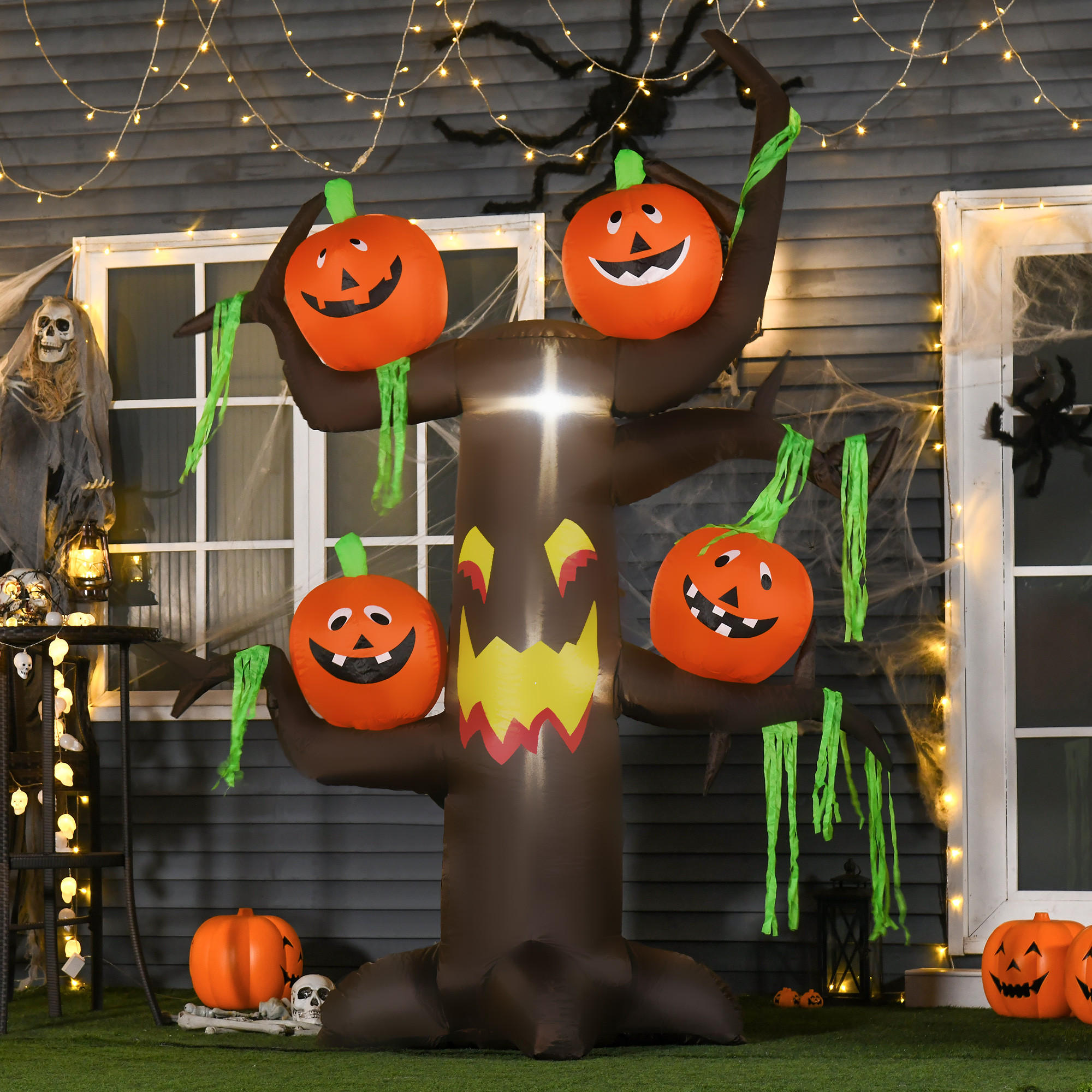 HALLOWEEN AUFBLASBARER BAUM, Mehrfarbig, Polyester - Multicolor, Kunststoff (80/240/180cm) - HOMCOM
