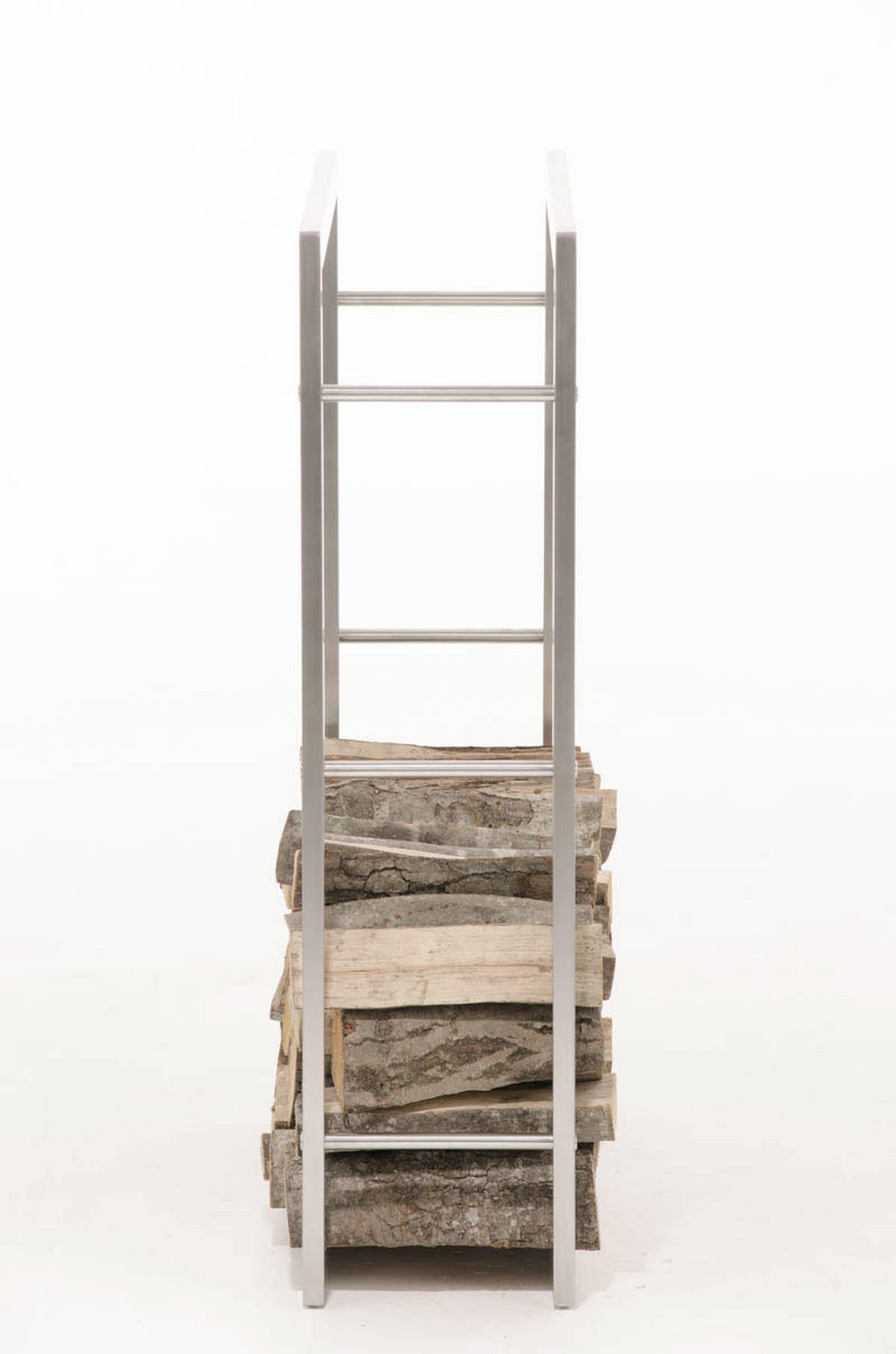 KAMINHOLZREGAL 80/25/100 cm Metall edelstahl - Edelstahlfarben, Metall (80/100/25cm) - CLP