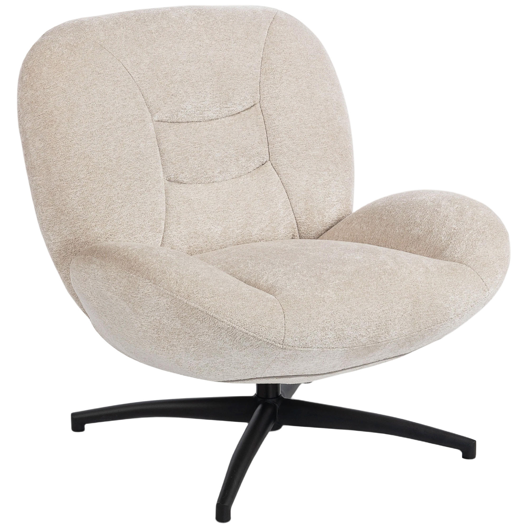 DREHBARER POLSTERSTUHL DE-06900 mit PP-Baumwollfüllung und Stahlbasis Cremeweiß - Creme, Textil/Metall (83/85/89cm) - ComfortXL