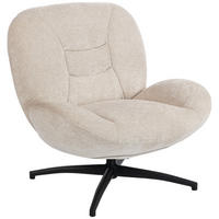 DREHBARER POLSTERSTUHL DE-06900 mit PP-Baumwollfüllung und Stahlbasis Cremeweiß - Creme, Textil/Metall (83/85/89cm) - ComfortXL