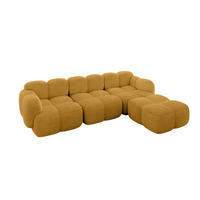 ECKSOFA modulares Sofa Rechts Miko-L2 302x205x75 Senfgelb Cord - Schwarz/Honig, Holzwerkstoff/Kunststoff (302/205cm) - ALTDECOR