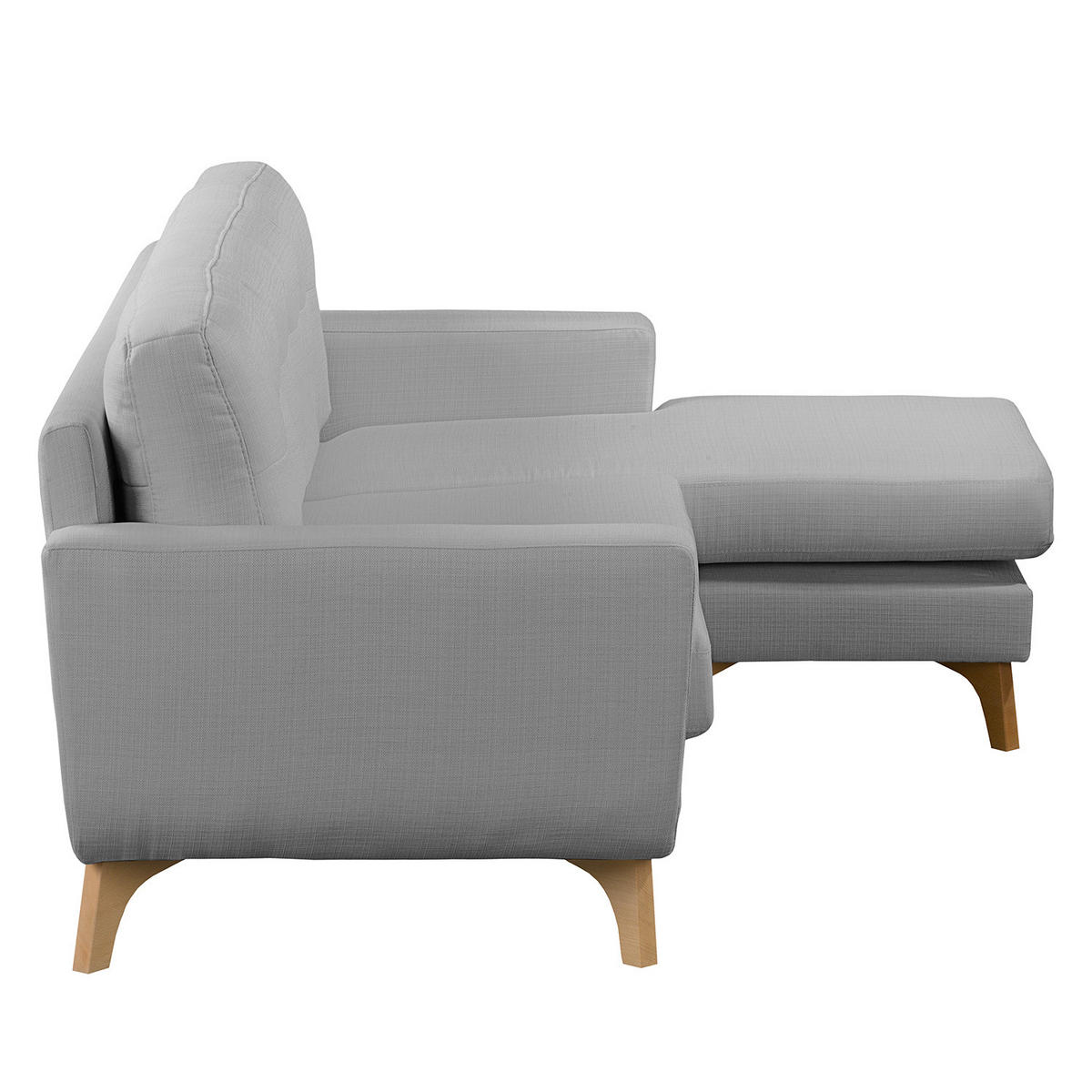 ECKSOFA mit Longchair - Strukturstoff - Grau, Textil (208/150cm) - home24