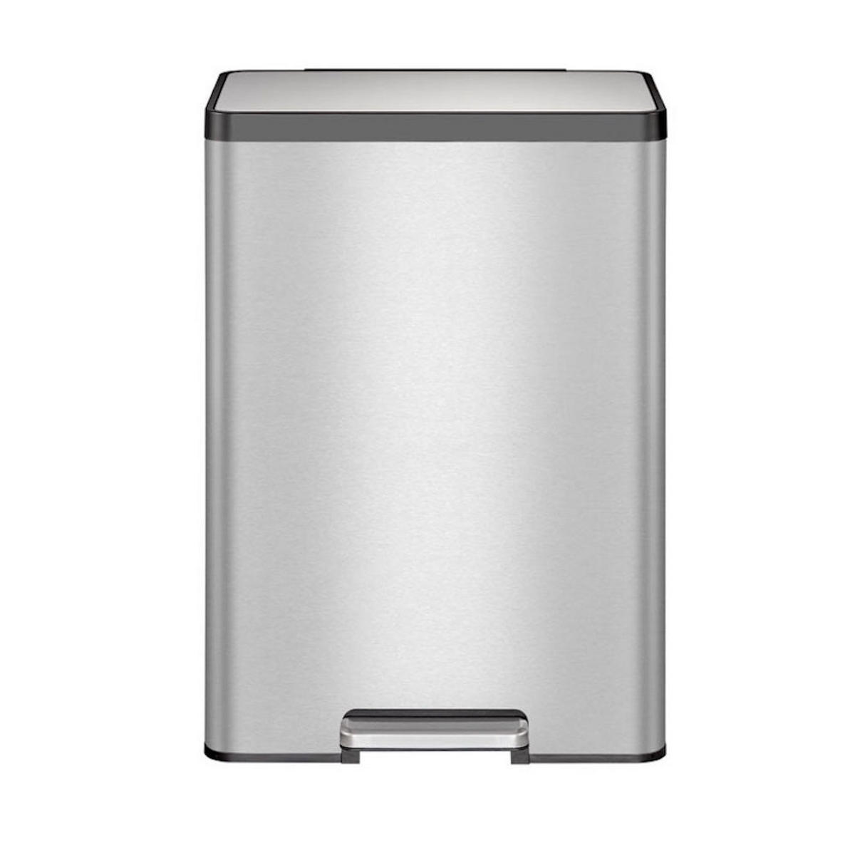 MÜLLEIMER Rechteckiger Aus Gebürstetem Edelstahl Mit Soft Close Deckel & Handlichen Kunststoffgriffen 65,5 x 33,5 x 45 cm Silber - Silberfarben, Metall (33.5/65.6/45cm) - PROREGAL