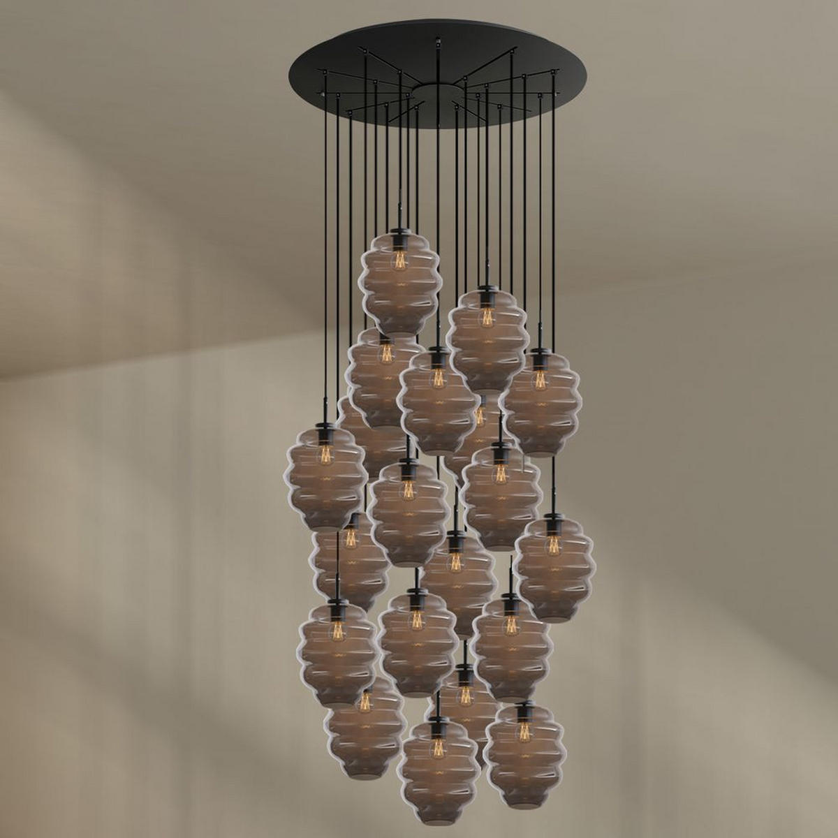 GALERIELEUCHTE Echos 20-flammig Rauch Ø 25cm - Anthrazit/Schwarz, Glas (25/25/28cm) - s.luce