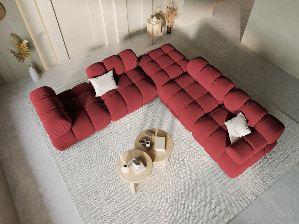 POUF Bellis aus Samt dunkelrot - Dunkelrot, Textil (94/39/94cm) - Micadoni