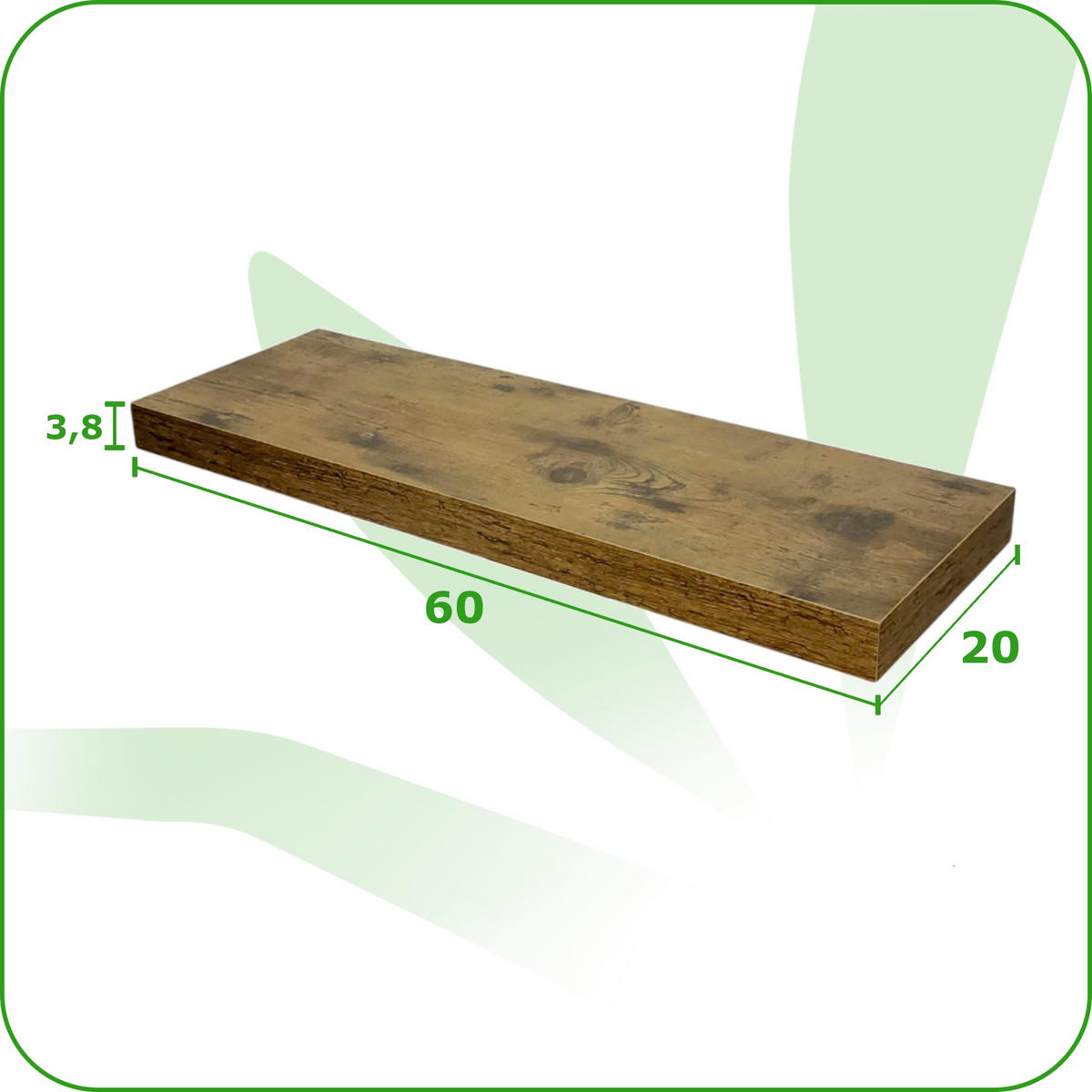 WANDREGAL Holzoptik Dunkelbraun 2er Set 60x20x4 cm - Dunkelbraun, Holzwerkstoff/Metall (60/3.8/20cm) - Begryf