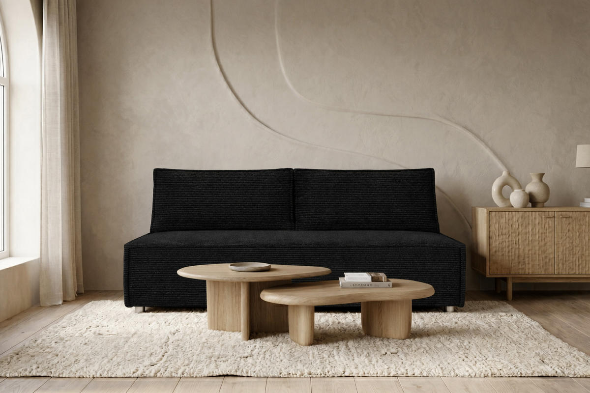 SCHLAFSOFA Mit Bettkasten DUO, Stoff Poso, Schwarz - Schwarz, Holz (198/89/90cm) - Kaiser Möbel