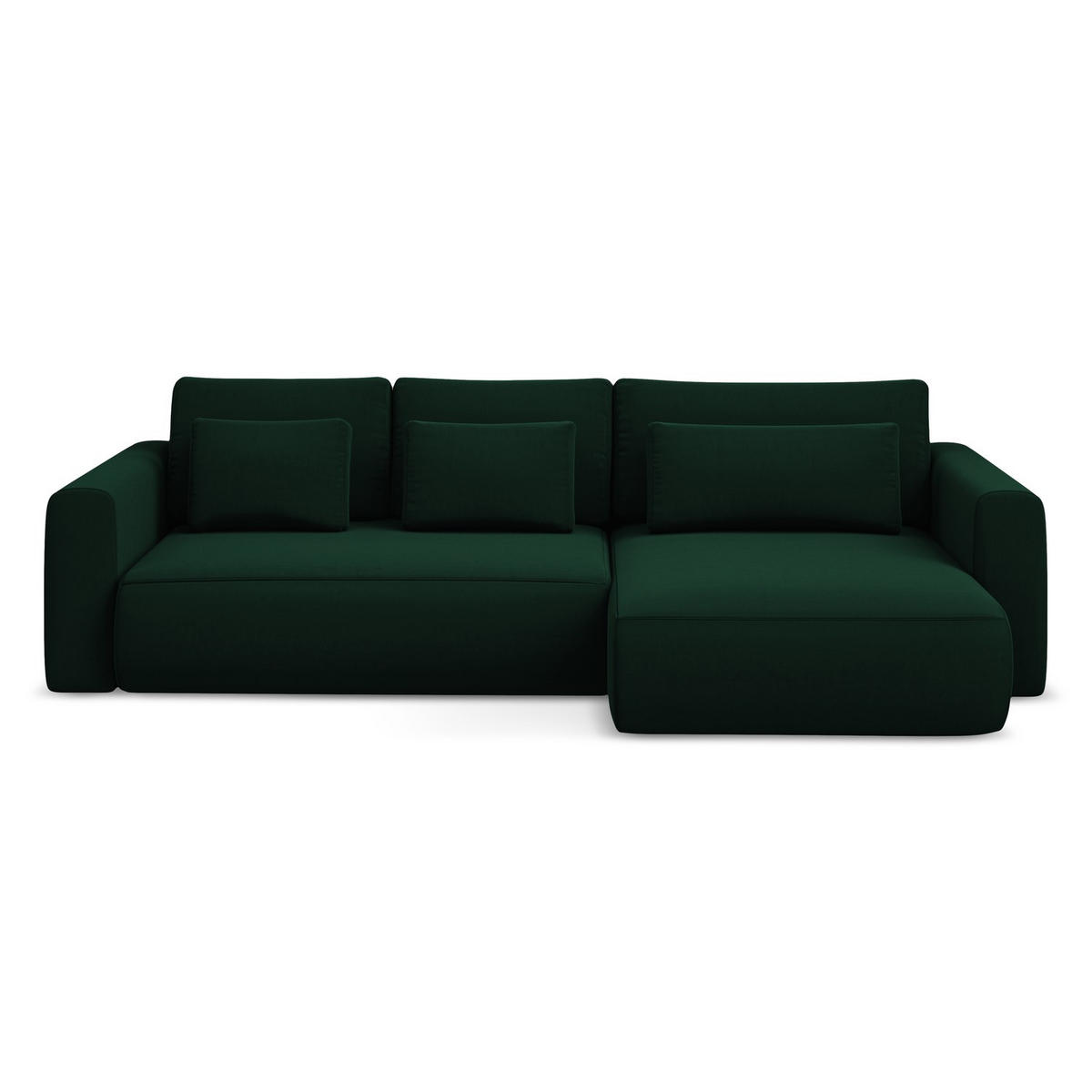 ECKSOFA mit Schlaffunktion Samt Stoff Grün - Dunkelgrün/Schwarz, Kunststoff/Textil (278/149cm) - LaMiaSofa