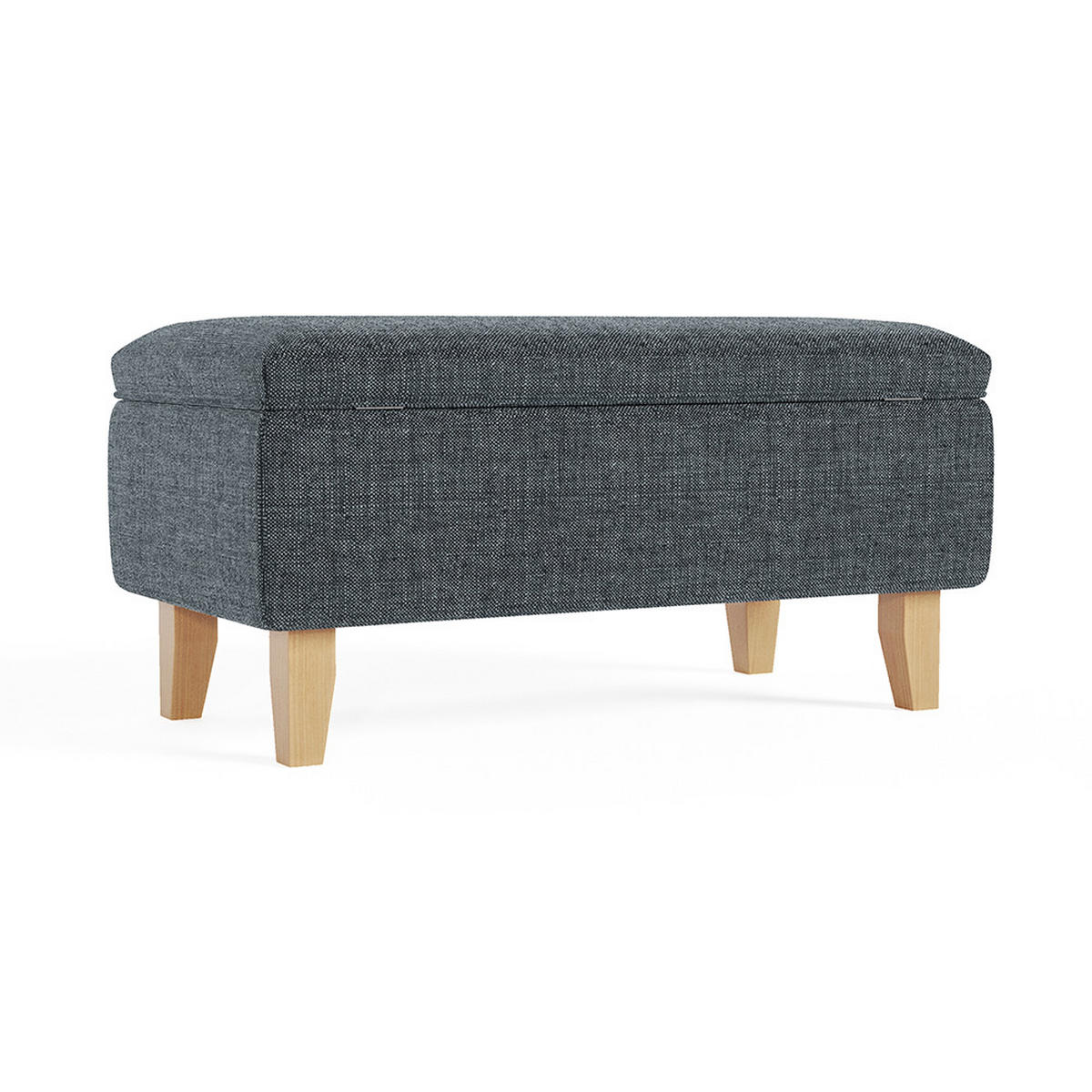 POLSTERHOCKER 71/37/34 cm Stauraum Holzbeine Leinen Dunkelgrau - Dunkelgrau, Holz/Textil (71/34/37cm) - Livingandhome