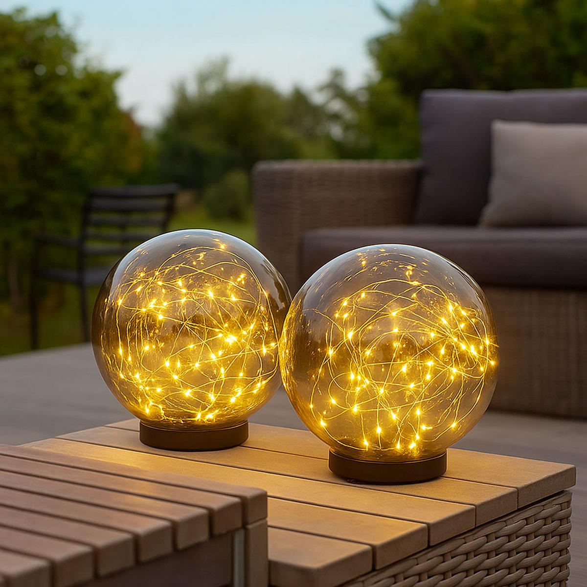 LED AUSSENLEUCHTE Kugel Grau 2er Set - Grau, Kunststoff (15/15/26cm) - Globo Lighting