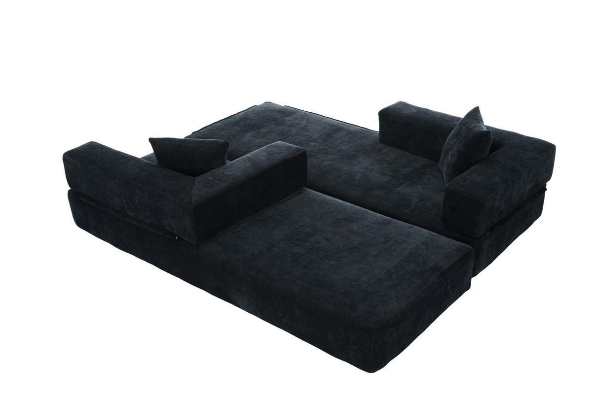 SCHLAFSOFA DE-33690 mit Seitentaschen Schwarz - Schwarz, Textil (198/60/79cm) - ComfortXL