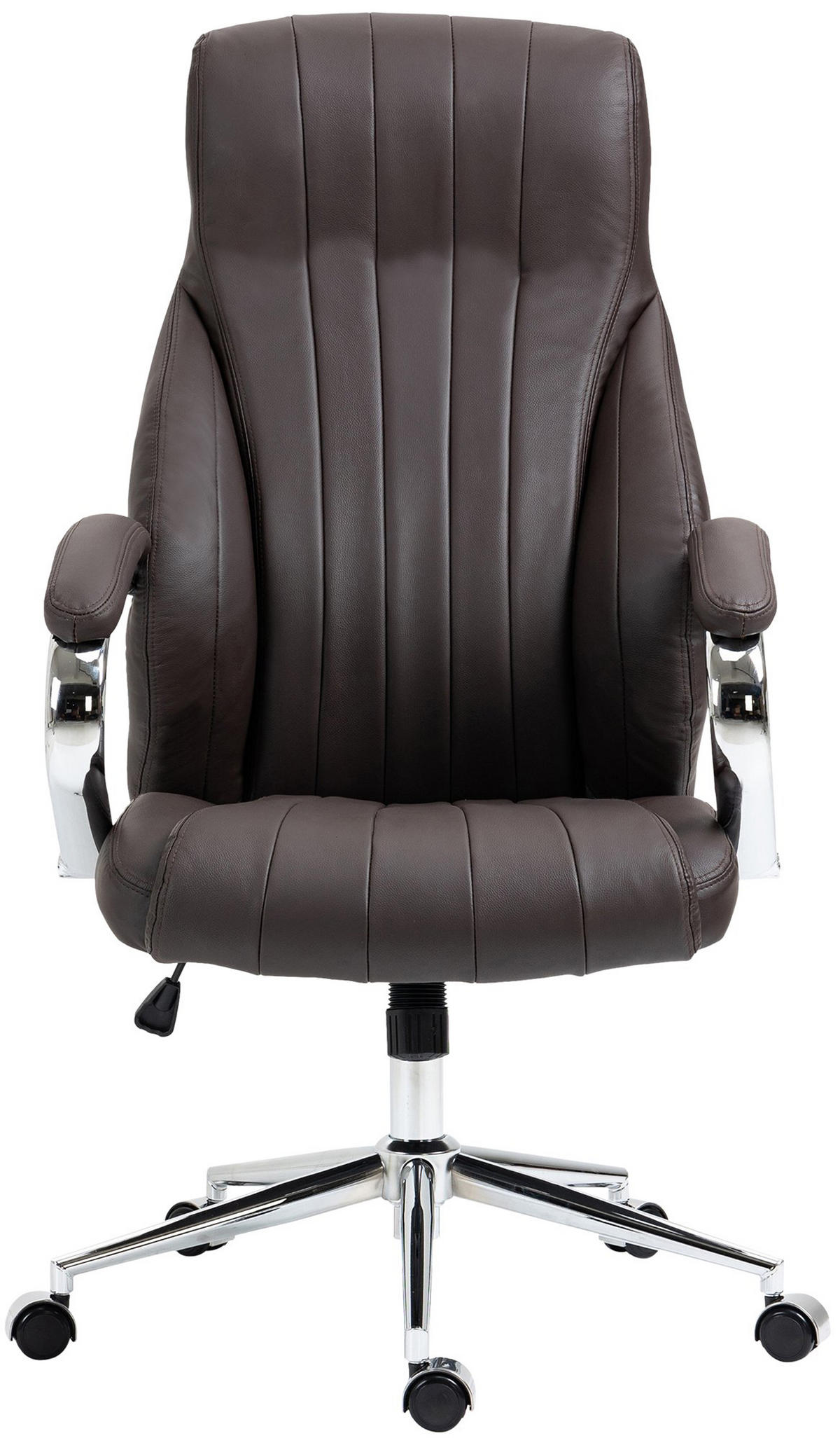 BÜROSTUHL Valyx Echtleder braun - Chromfarben/Braun, Leder/Metall (73/130/76cm) - TPFLiving