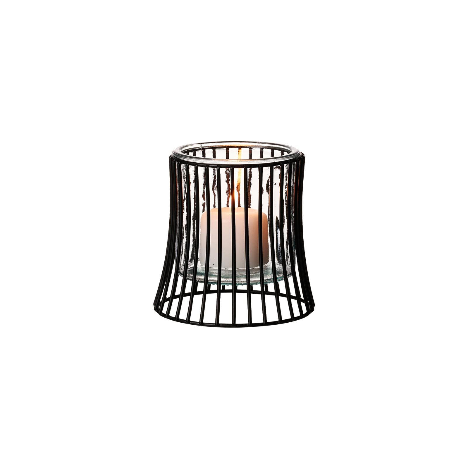WINDLICHT Nero 12,5 cm - Transparent/Schwarz, Glas/Metall (13/12.5/13cm) - Ritzenhoff Breker