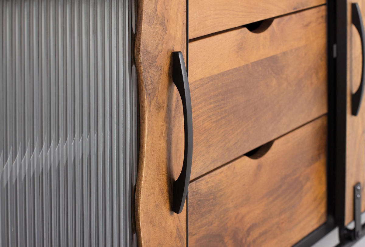 SIDEBOARD aus Mangoholz und schwarzem Metall - Schwarz, Holz (40/80/150cm) - Giner y Colomer