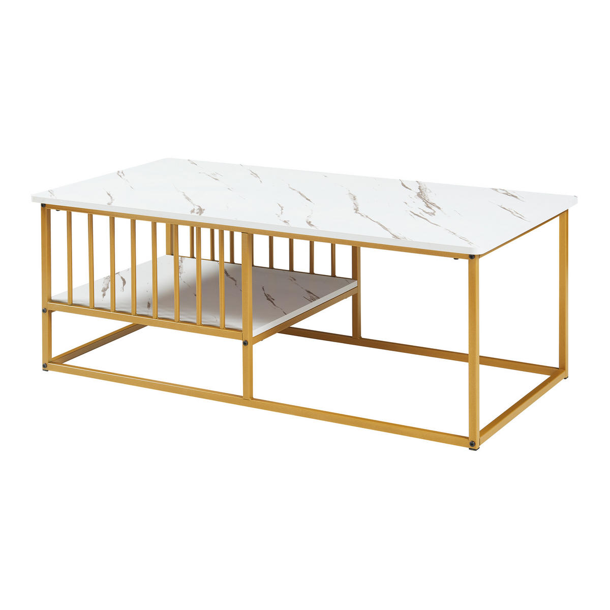 KONFERENČNÍ STOLEK Raukurg 120/60/44 cm - bílá/zlatá, kov/kompozitní dřevo (60/120/44cm) - [en.casa]