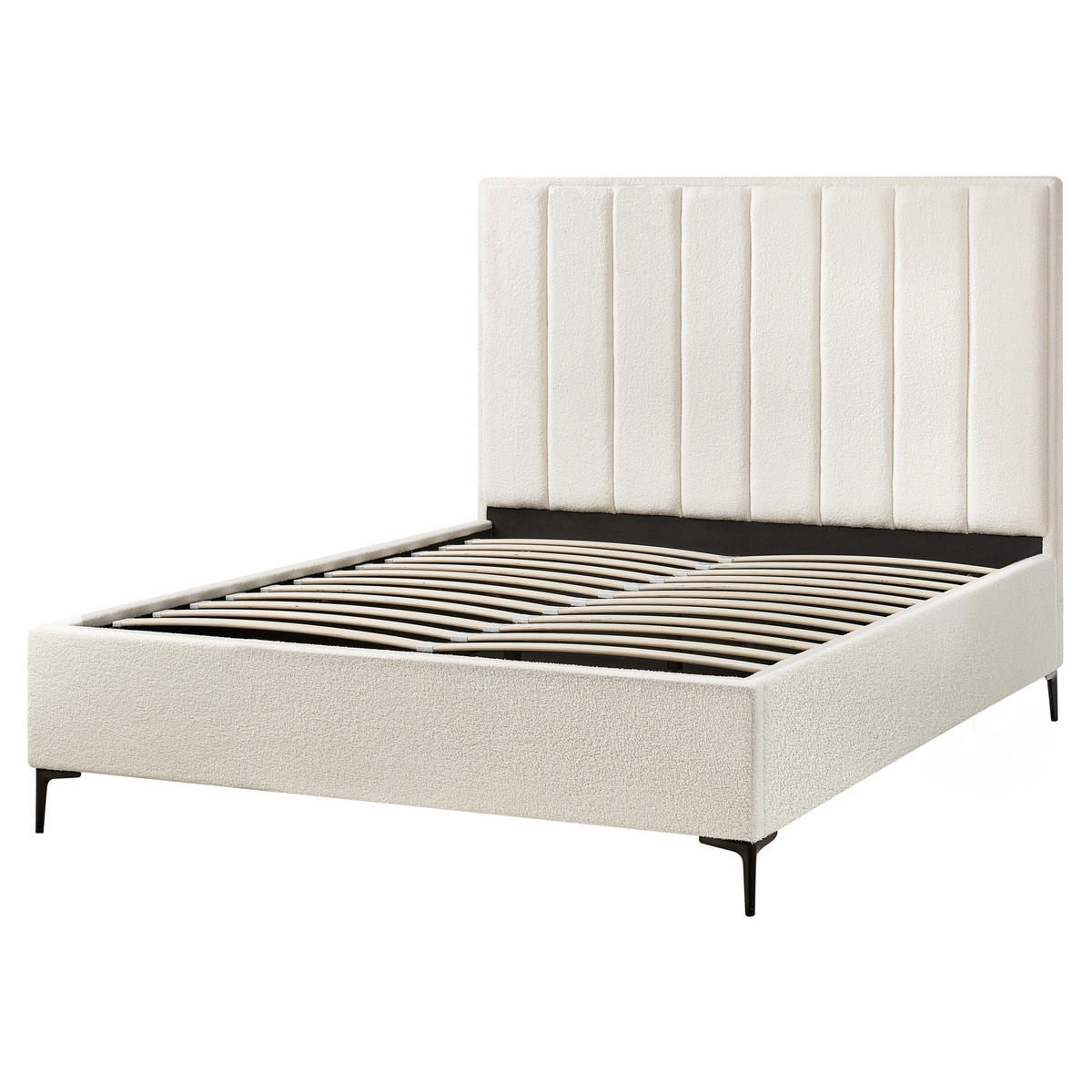 SPALNI KOMPLET bouclé kremasto bela 160/200 cm Sezanne - krem, tekstil (160/200cm) - Beliani