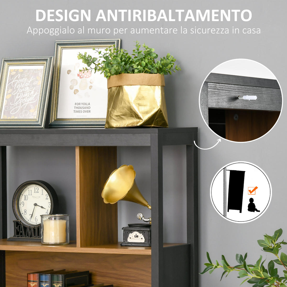 BÜCHERREGAL,OFFEN 4 Ebenen Schrankfach 76,5x30x150cm,braun-schwarz - Schwarz, Holzwerkstoff (76.5/150/30cm) - Vallsero