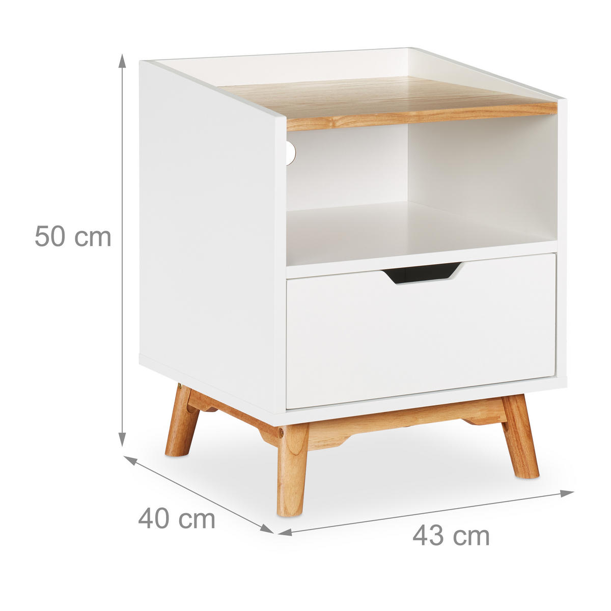 NACHTTISCH - Multicolor, Holz/Holzwerkstoff (43/50/40cm) - Relaxdays