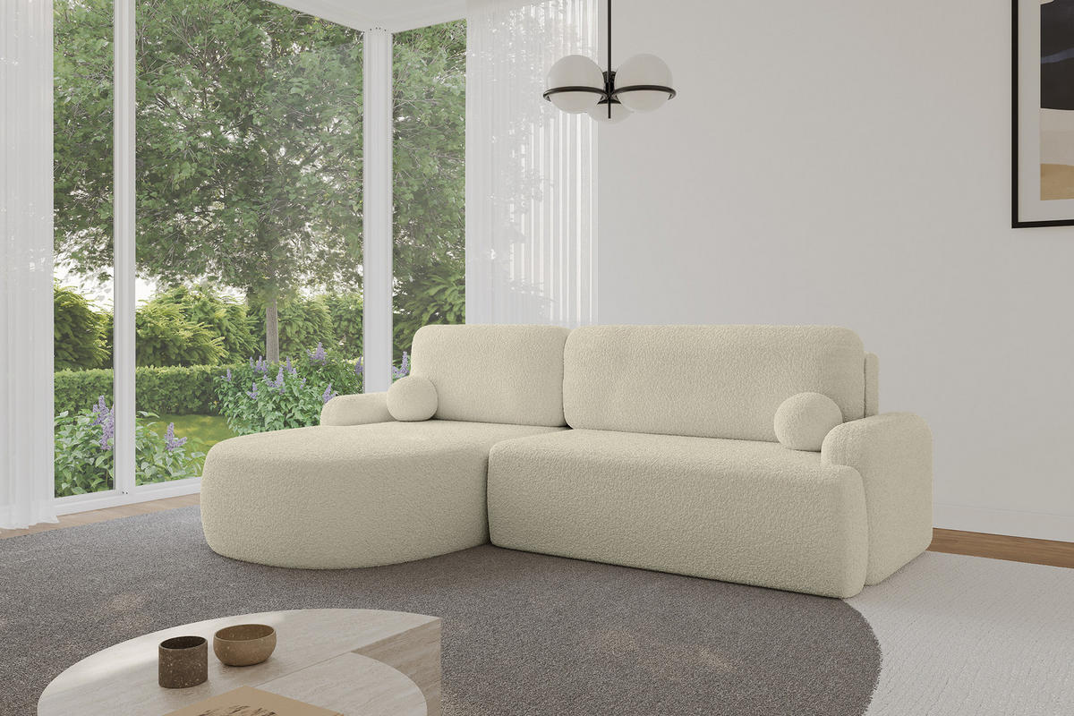 ECKSOFA mit Schlaffunktion und Bettkasten LIRA-L - 264x172x89 Beige - Beige, Holzwerkstoff/Textil (264/172cm) - ALTDECOR