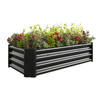 BLUMENKASTEN aus Metall 120x60x30 cm in Schwarz mit offener Basis - Schwarz, Metall (60/30/120cm) - Modfu