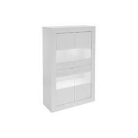VITRINENSCHRANK mit LED-Beleuchtung + 4 Türen - Weiß lackiert - COMETE - Weiß, Holz (102/162/43cm) - Vente-Unique