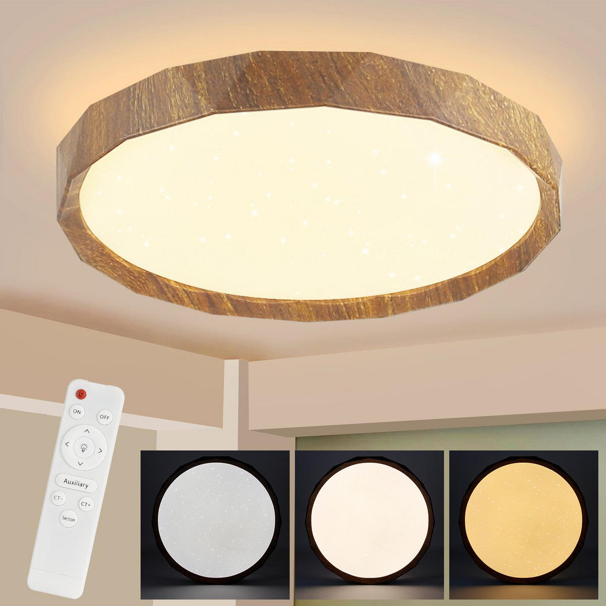LED-DECKENLEUCHTE Tobias 40/40/7 cm - Nussbaumfarben, Metall (40/40/7cm) - Nettlife