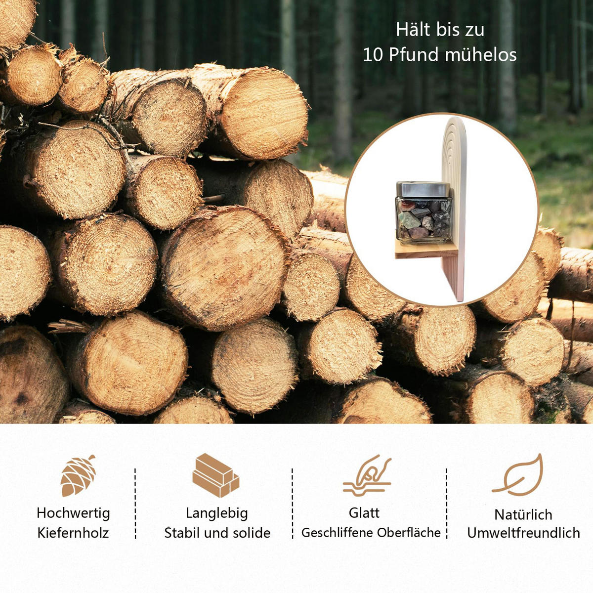 WANDBOARD Aus Holz, 2 Stück - Weiß, Holz (18/35/13.1cm) - Kaket