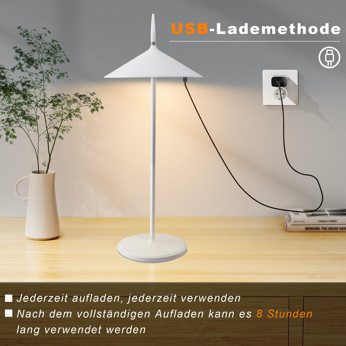 LED TISCHLEUCHTE Nauser (2er-Set) - Weiß, Kunststoff (15.4/15.4/37.6cm) - Nettlife