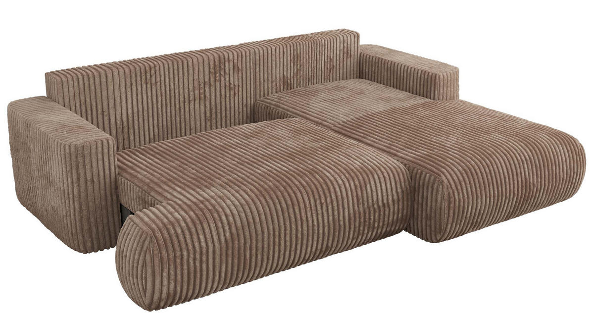ECKSOFA OVO L Braun Cord - Rechts Seite - Schwarz/Braun, Kunststoff/Textil (195/271cm) - MKS