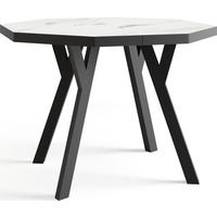 ESSTISCH Desmond achteckiger ausziehbarer, Marmor Weiß 100-150/100/76 cm - Ecru/Schwarz, Holz/Holzwerkstoff (100/100/76cm) - WFL GROUP