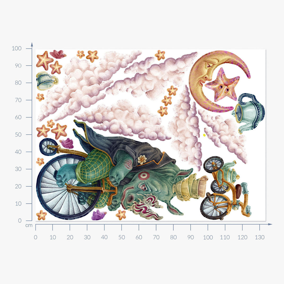 WANDAUFKLEBER 100x134cm - Märchentiere - Multicolor, Kunststoff (100/134/0.1cm) - Wallfluent