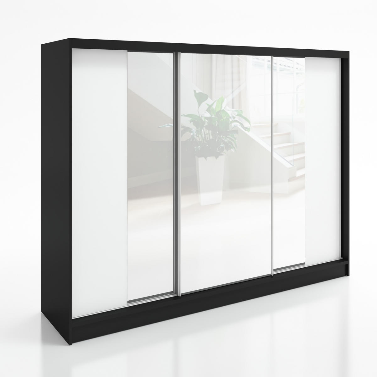 SCHWEBETÜRENSCHRANK 200 CM VIDA Farbe: Schwarz, Weiß - Schwarz/Weiß, Holzwerkstoff (200/215/60cm) - A&J MöbelLand