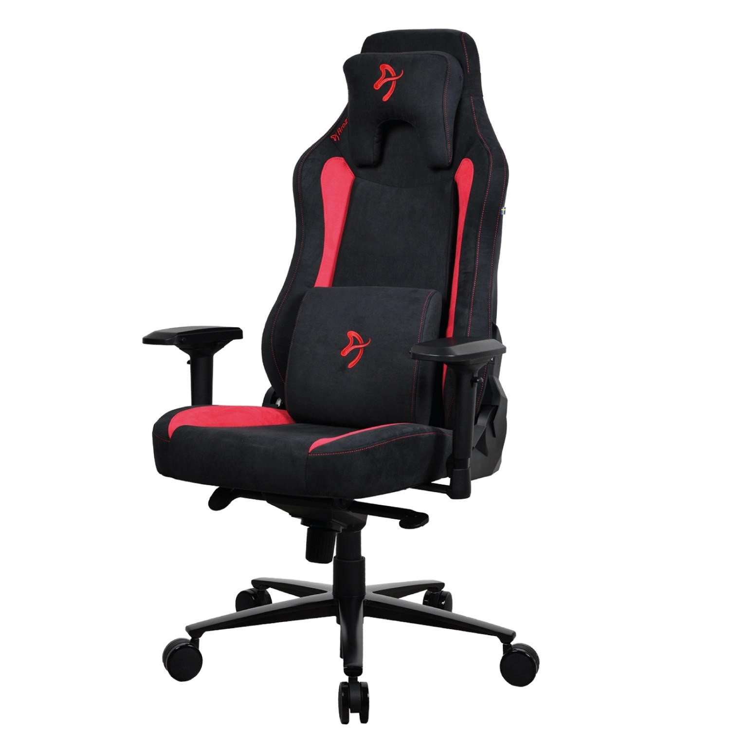 GAMINGSTUHL Vernazza Supersoft™ Stoff Schwarz/Rot - Rot/Schwarz, Textil/Metall (68/135/50cm) - Arozzi