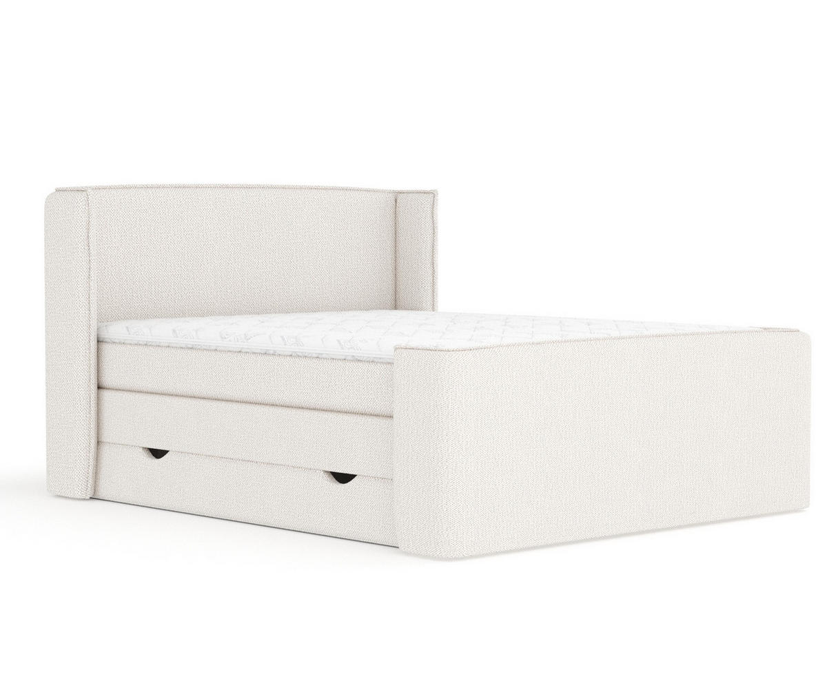 BOXSPRINGBETT Freeland Creme 160/200 cm mit Matratze und Topper - Creme/Schwarz, Holz/Holzwerkstoff (160/200cm) - Maison de Reve
