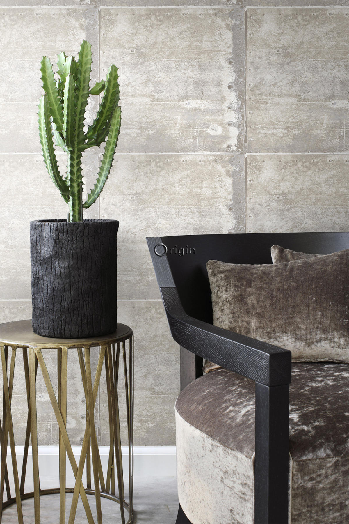 TAPETE große verwitterte rostige Metallplatten 53 cm x 10.05 m - Weiß, Papier (53/1000cm) - Origin Wallcoverings