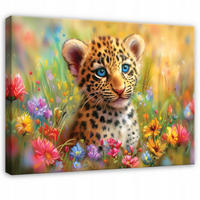 LEINWANDBILD Tiere Panther Bunt 100x70 cm - Multicolor, Holzwerkstoff (100/70cm) - Wallarena