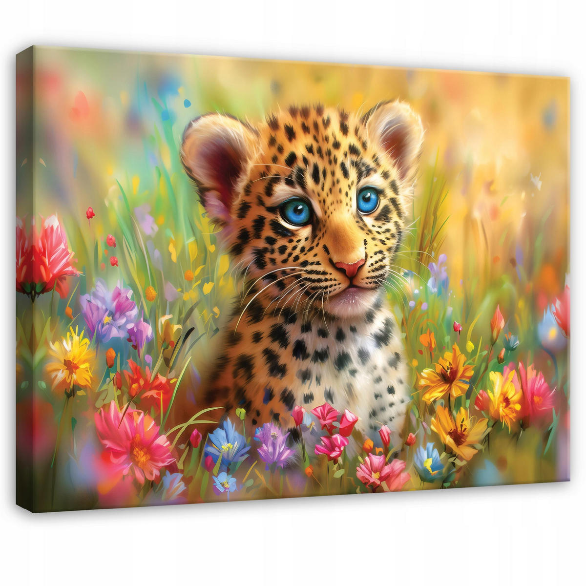 LEINWANDBILD Tiere Panther Bunt 100x70 cm - Multicolor, Holzwerkstoff (100/70cm) - Wallarena