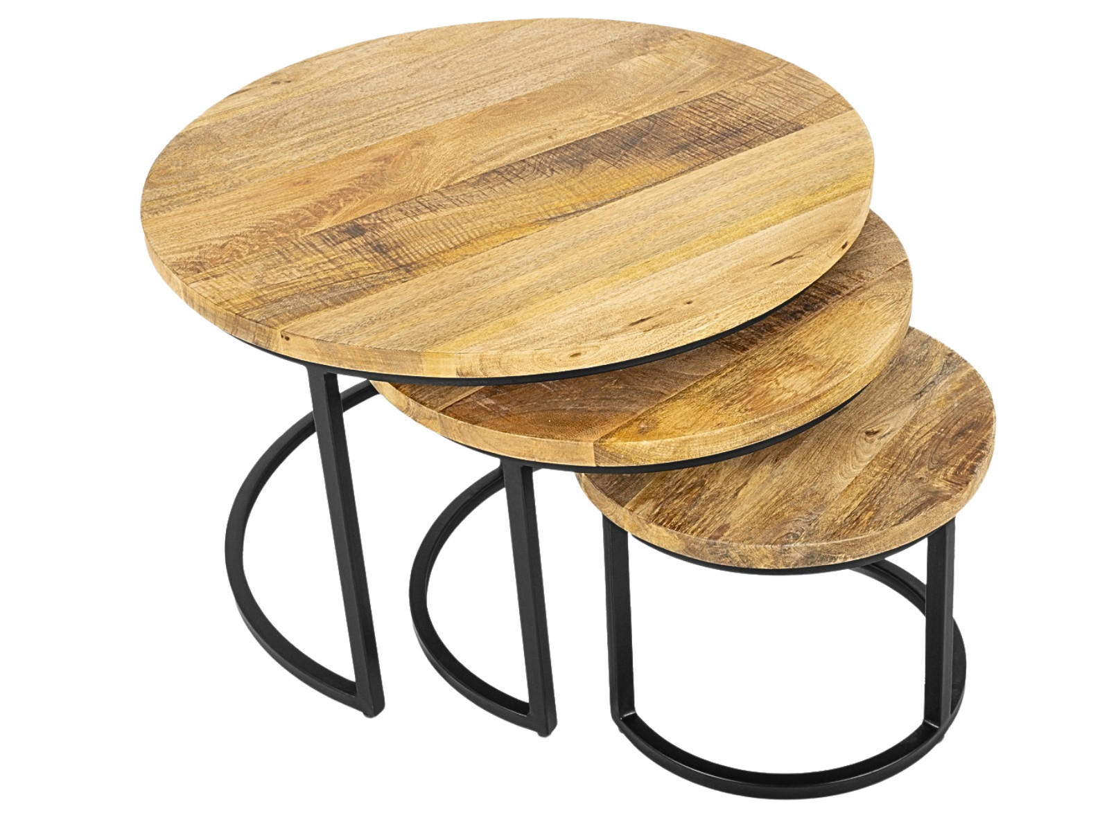 COUCHTISCH Rylee Mangoholz Durchmesser 74 cm Natur - Naturfarben, Holz (74/74/48cm)