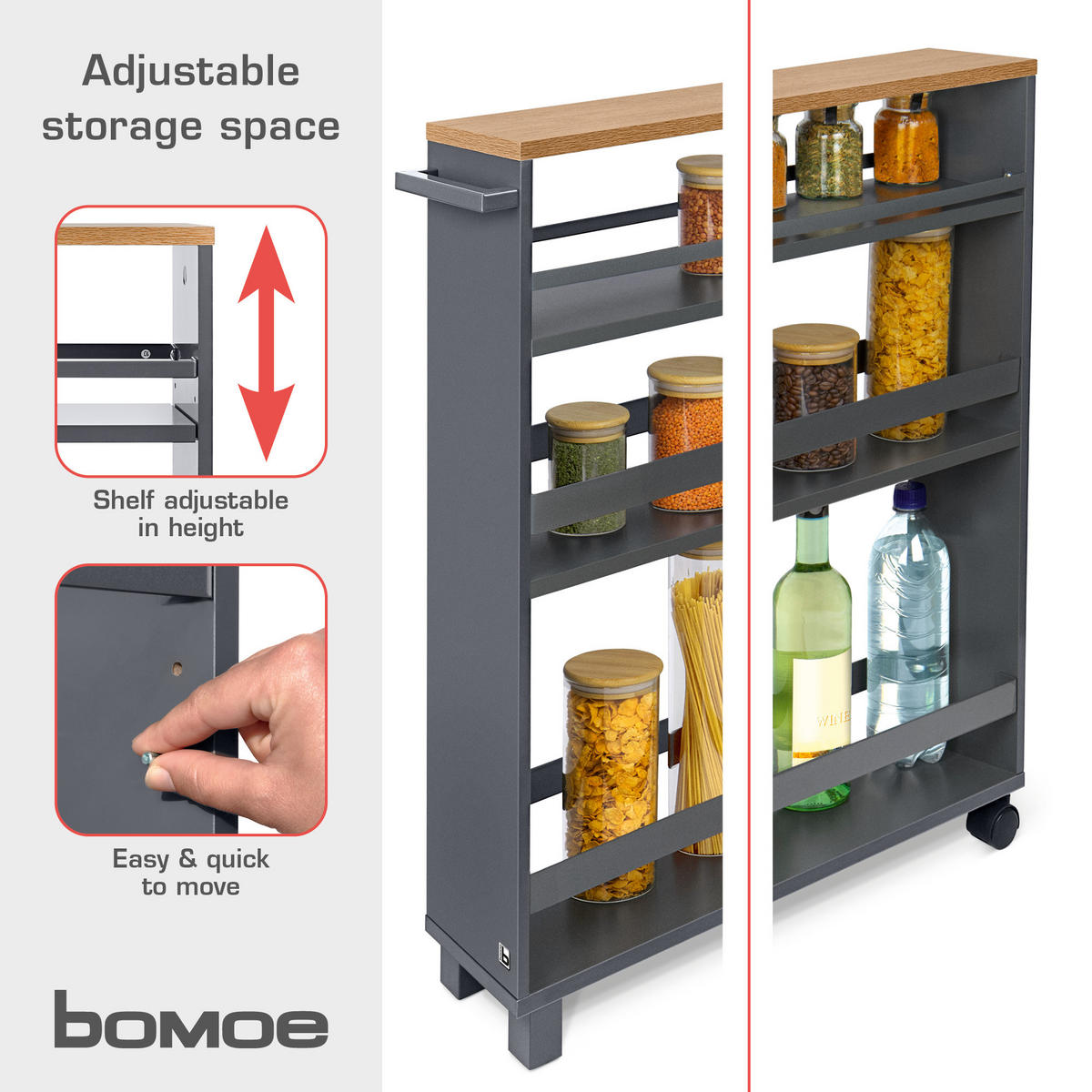 NISCHENWAGEN Hylla 50/79 cm Anthrazit - Anthrazit, Metall (15/79/50cm) - BoMoe