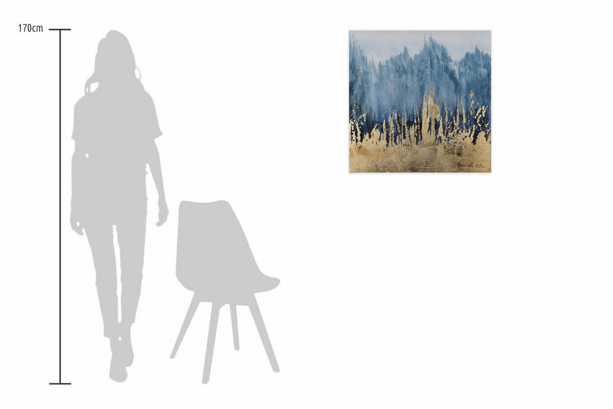 ACRYLBILD HANDGEMALT 60/60 cm - Blau, Holz/Textil (60/60cm) - KUNSTLOFT