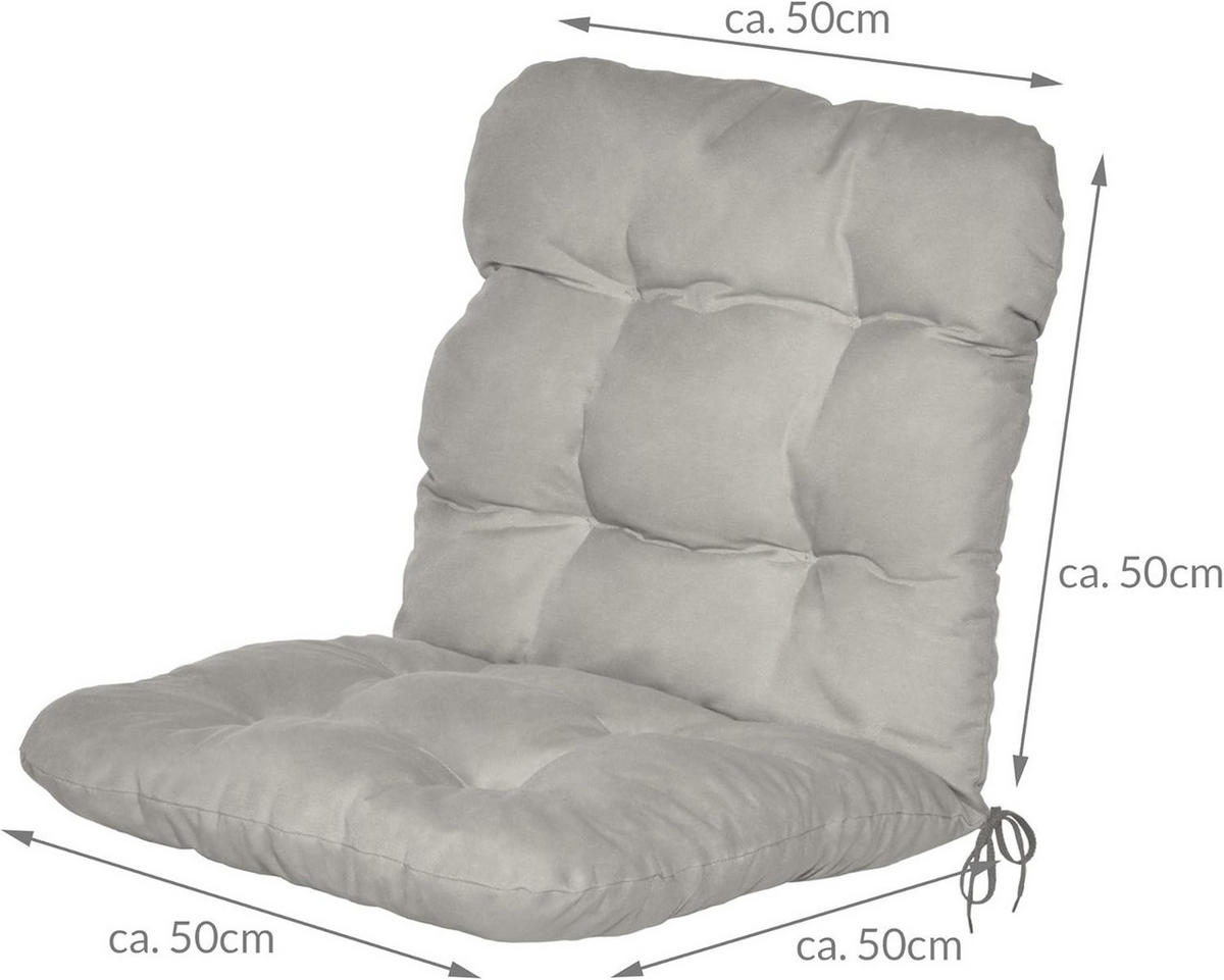 NIEDERLEHNERAUFLAGE Flair NL 100/50/8cm Hellgrau (2tlg) - Hellgrau, Textil (50/8/100cm) - Beautissu 