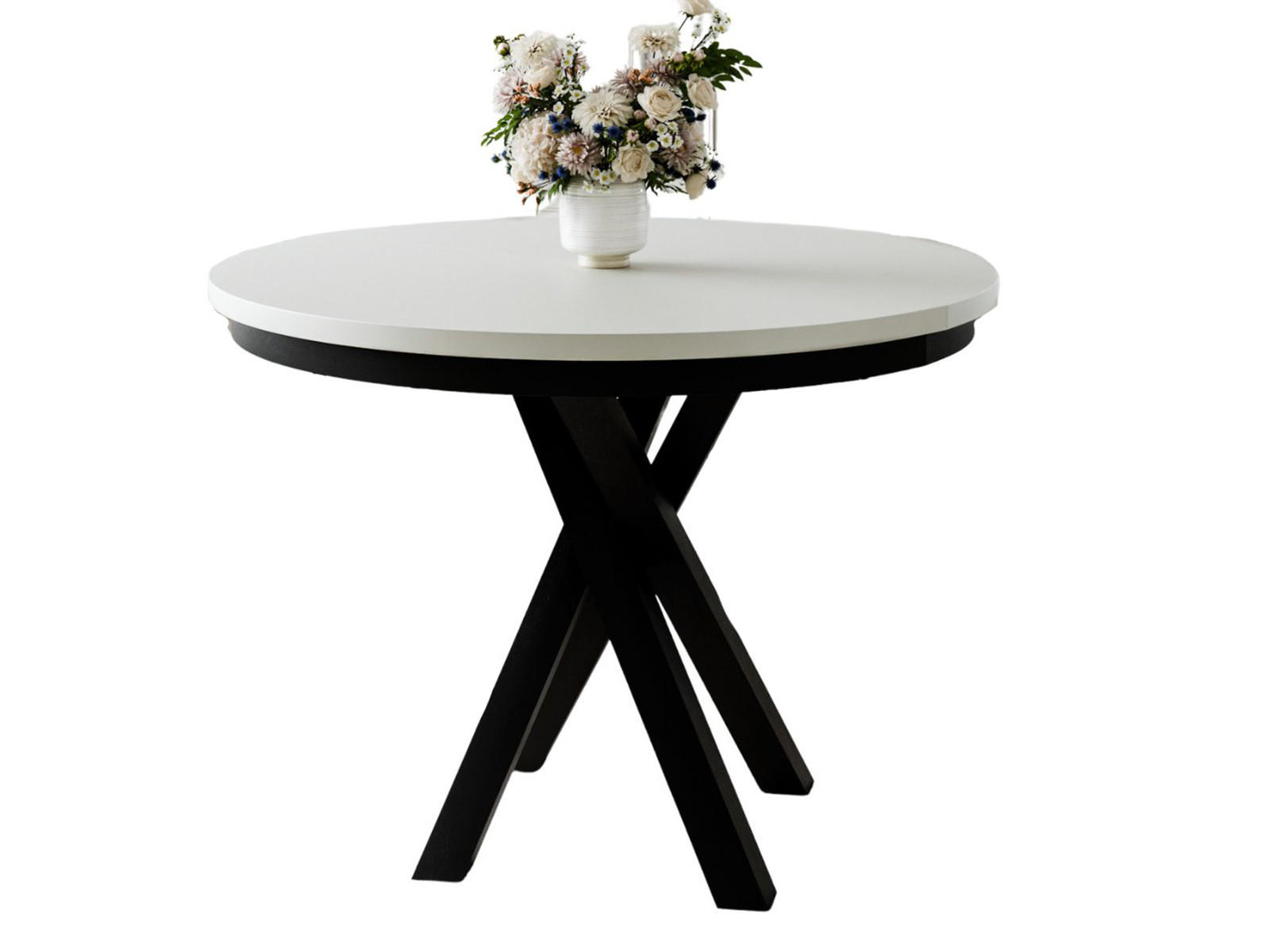 ESSTISCH Weiß + schwarz 100-140 cm LOFTO - Schwarz/Weiß, Holzwerkstoff/Metall (100/100/77cm) - Compleo24