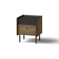 NACHTTISCH Piano mit 2 Schubladen, Mattschwarz + Warmia-Nussbaum - Dunkelbraun/Schwarz, Holzwerkstoff (42/50/40cm) - Beautysofa