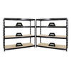 SCHWERLASTREGAL Rhino 2er-Set mit 2x 180x200x60 cm 4 Spanplatten-Ebenen 16mm Fachlast 500 kg Schwarz - Schwarz, Metall (400/180/60cm) - PROREGAL