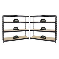 SCHWERLASTREGAL Rhino 2er-Set mit 2x 180x200x60 cm 4 Spanplatten-Ebenen 16mm Fachlast 500 kg Schwarz - Schwarz, Metall (400/180/60cm) - PROREGAL