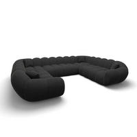 WOHNLANDSCHAFT Liva Schwarz Strukturstoff U-Form XXL Panorama - Schwarz, Textil (316/70/258cm) - VAROYAL